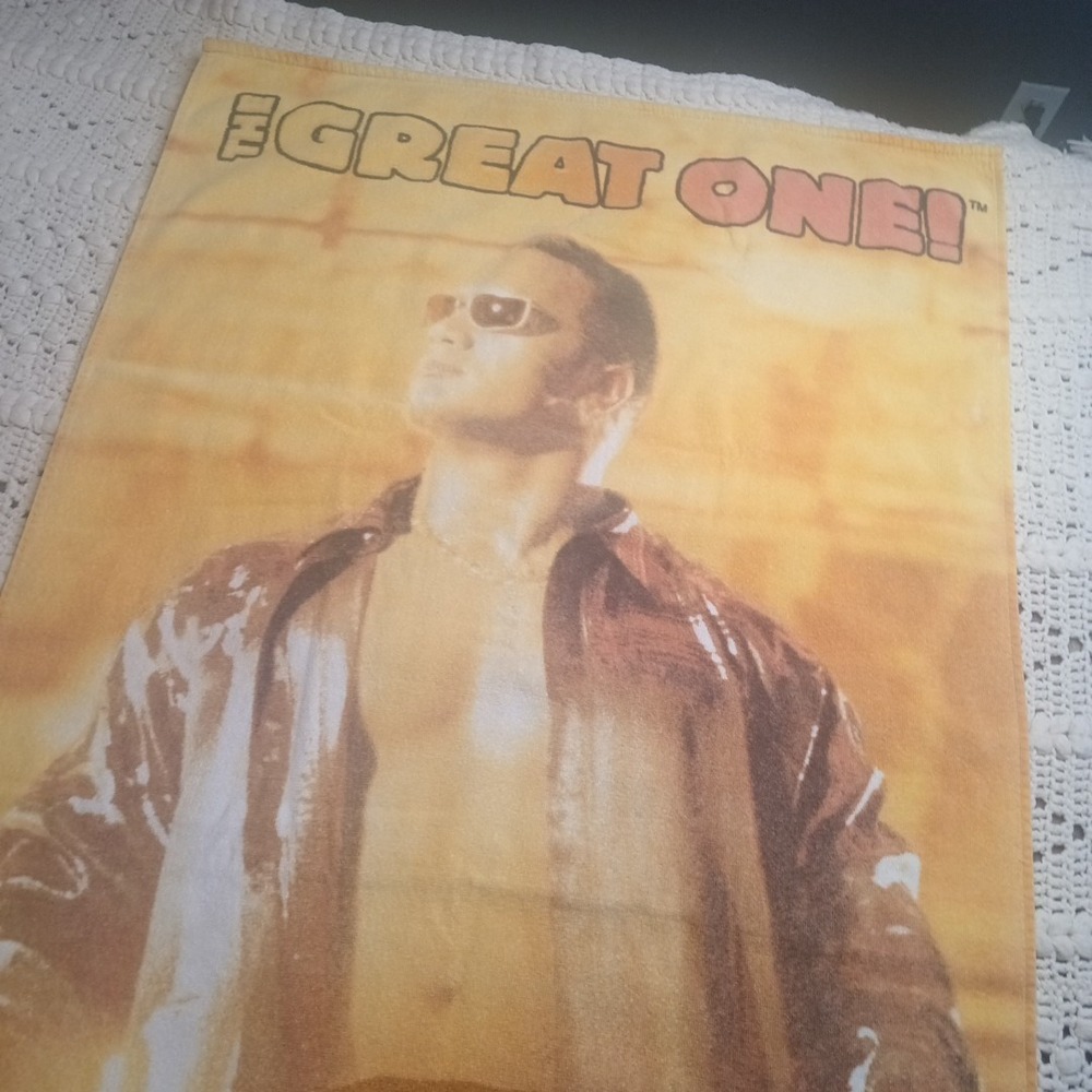 Vtg 2001 WWF‎ The Rock The Great One Beach Towel Dwayne Johnson WWE 54 x 28